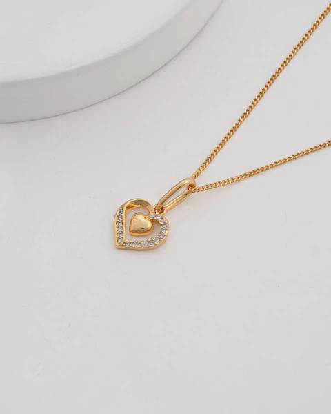 Set Cadena Cubanita IT 1 mm 45 Cms+ dije Double Heart