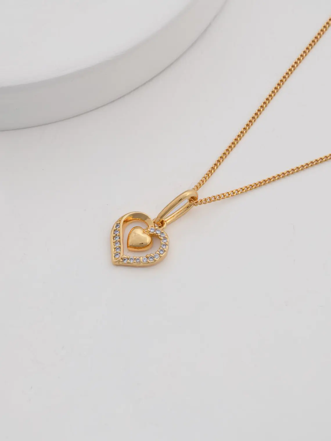 Set Cadena Cubanita IT 1 mm 45 Cms+ dije Double Heart 1
