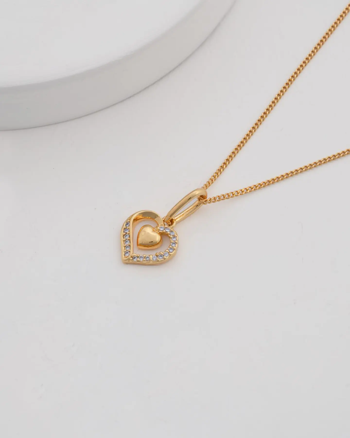 Set Cadena Cubanita IT 1 mm 45 Cms+ dije Double Heart 1