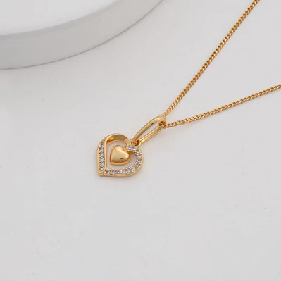 Set Cadena Cubanita IT 1 mm 45 Cms+ dije Double Heart