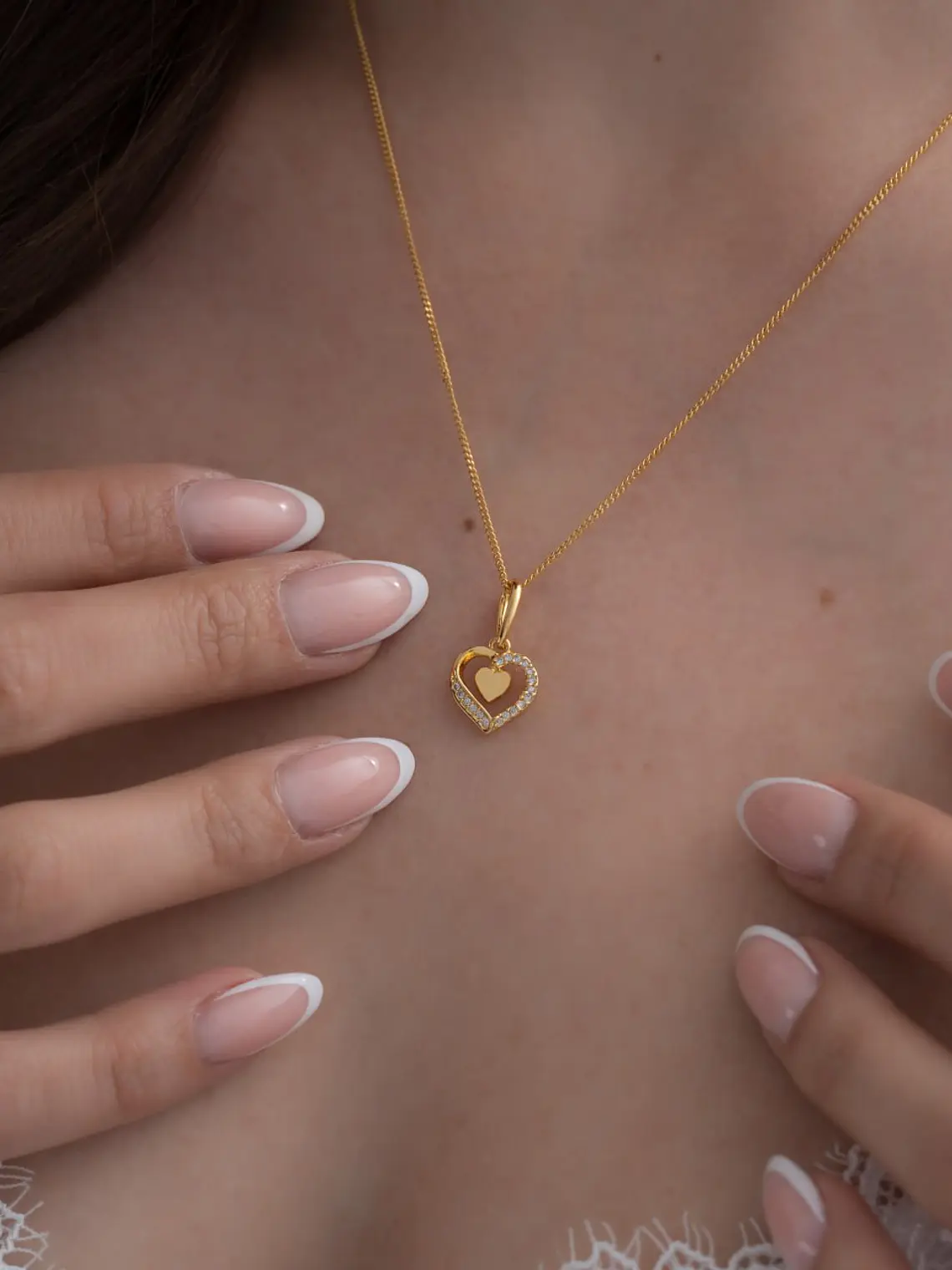 Set Cadena Cubanita IT 1 mm 45 Cms+ dije Double Heart 2