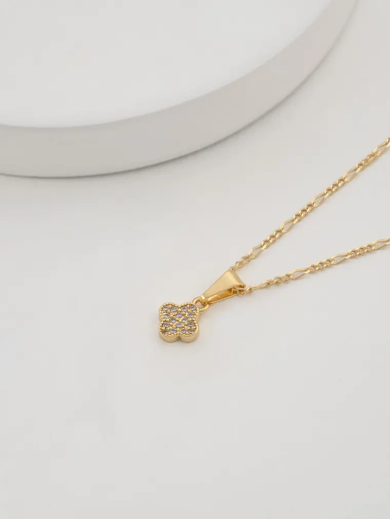 Set Cadena 3*1 IT 1.6 mm 45 Cms + Dije Clover Circonias 7 mm 2