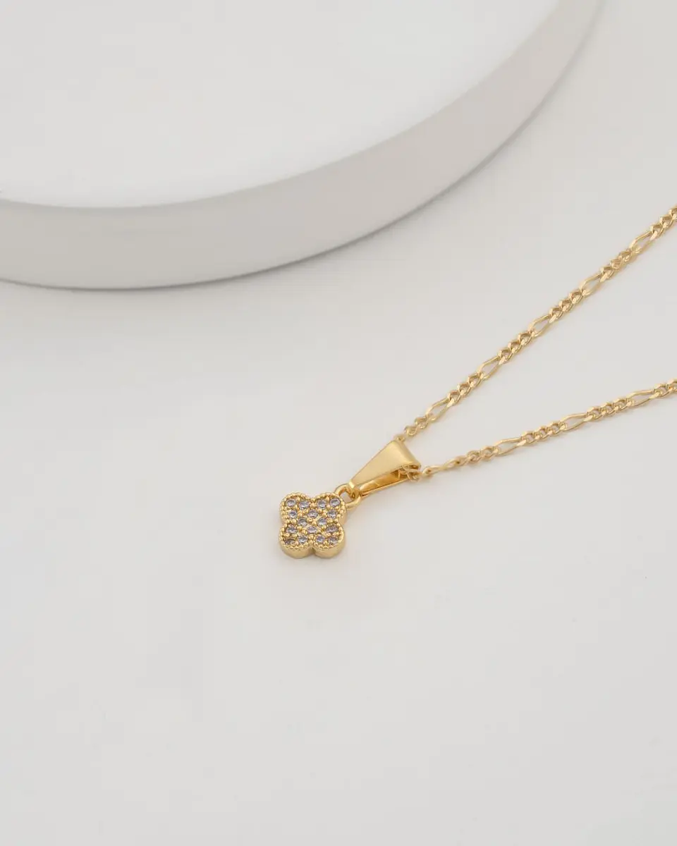 Set Cadena 3*1 IT 1.6 mm 45 Cms + Dije Clover Circonias 7 mm 2