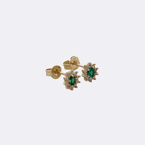 Arete Green Fleur 6 mm | flores | Oro laminado18k