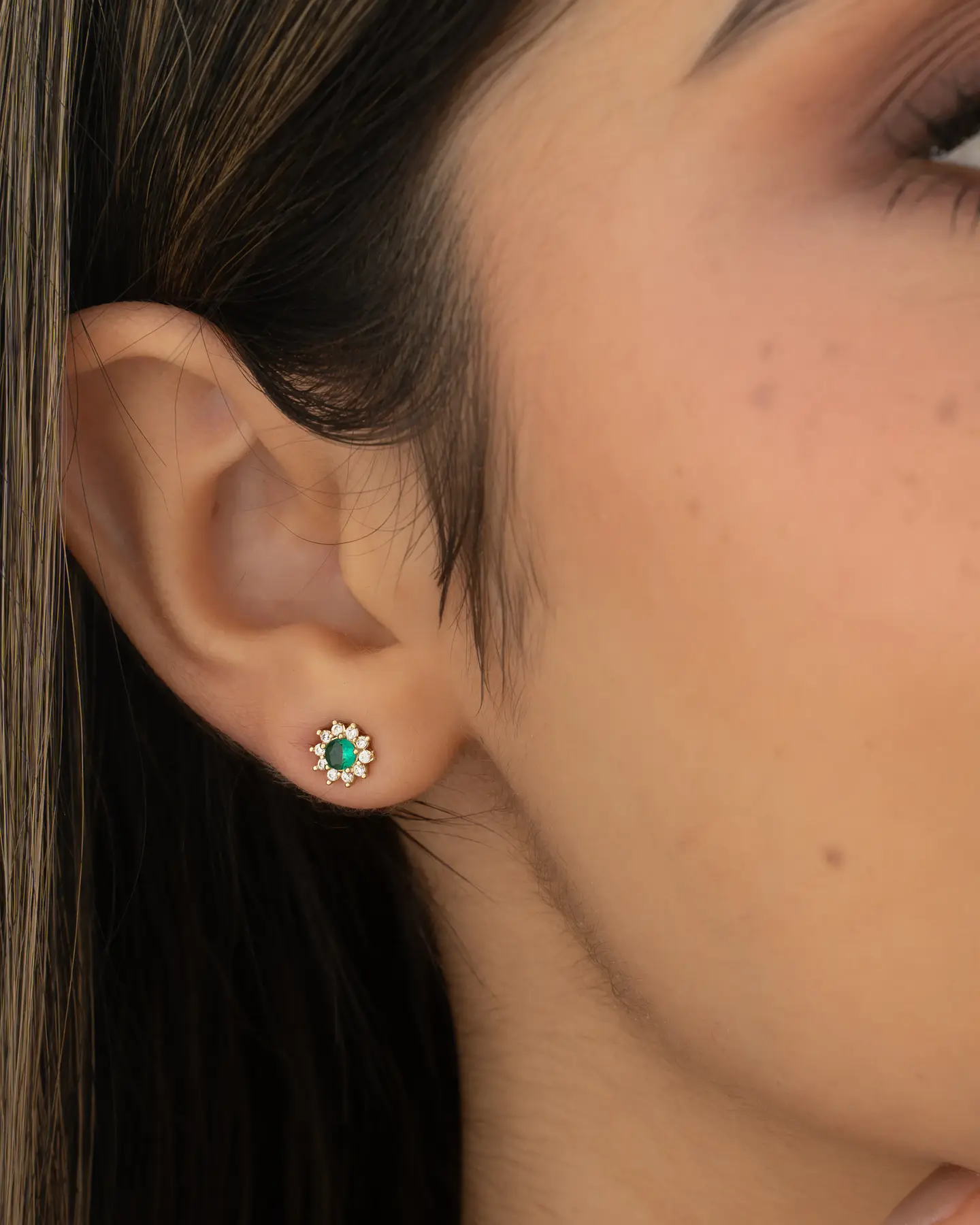 Arete Green Fleur 6 mm | flores | Oro laminado18k 2