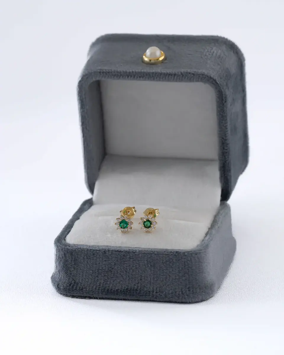 Arete Green Fleur 6 mm | flores | Oro laminado18k 3