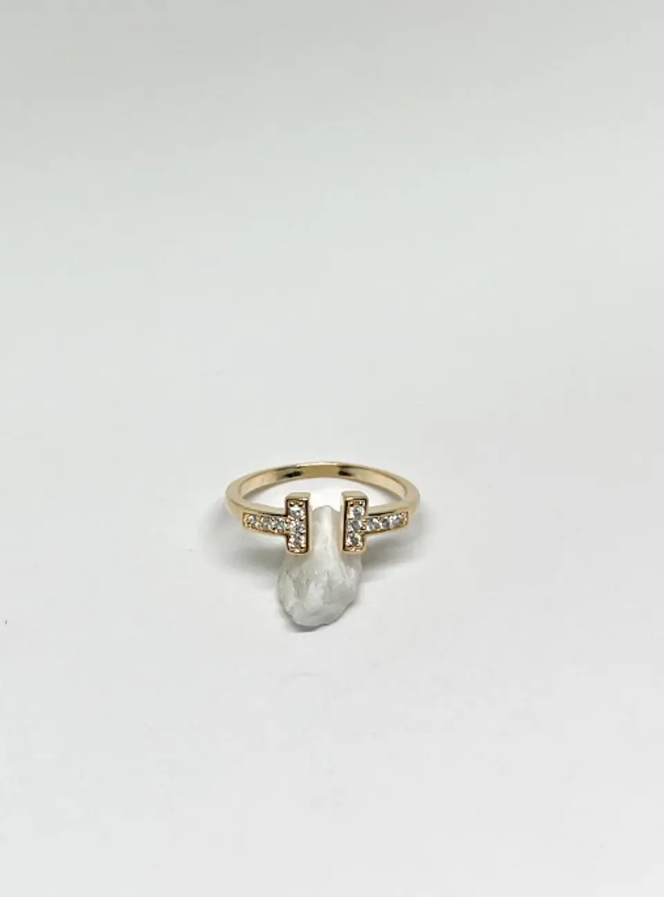 Anillo ajuste T circon | Oro laminado  1