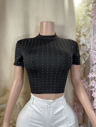 Polera negra brillitos 