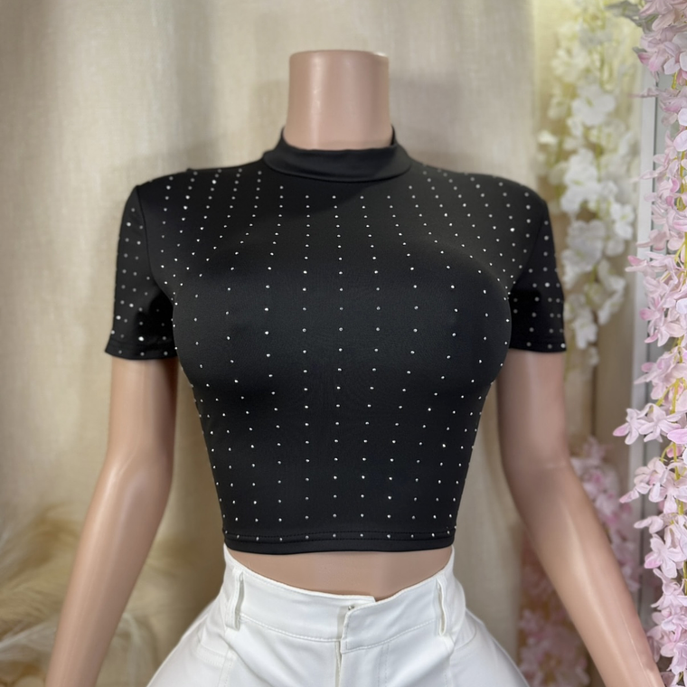Polera negra brillitos  1