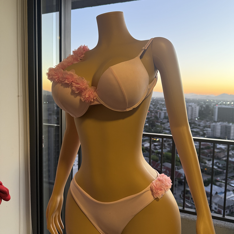 Bikini rosado flor  2