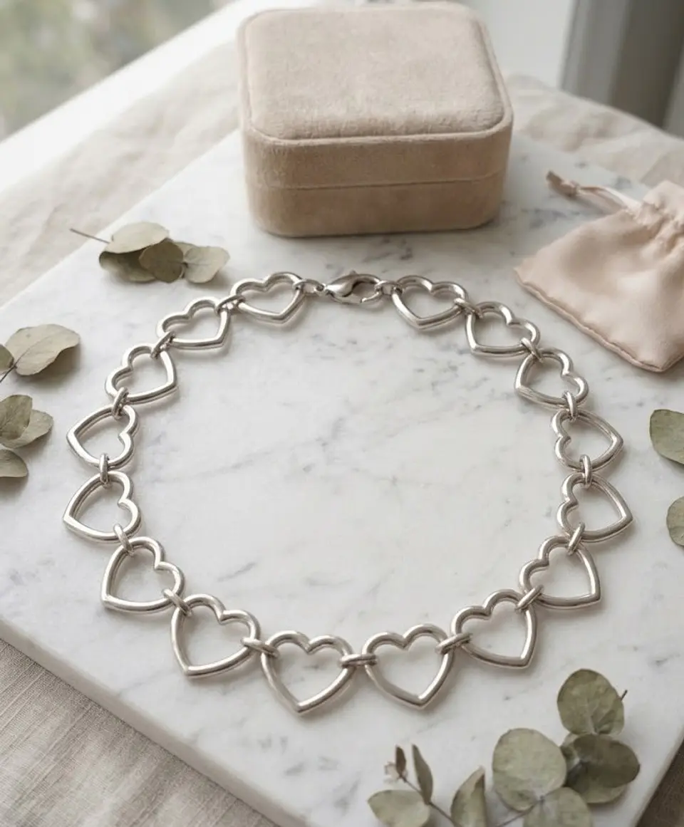 Colar Choker Elos de Coração Bold – Aço Inoxidável 2