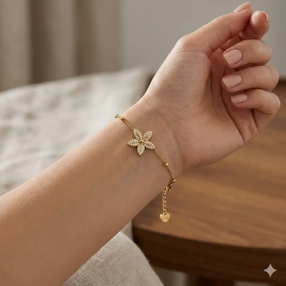 Pulseira Flor Cravada Zircônias 3