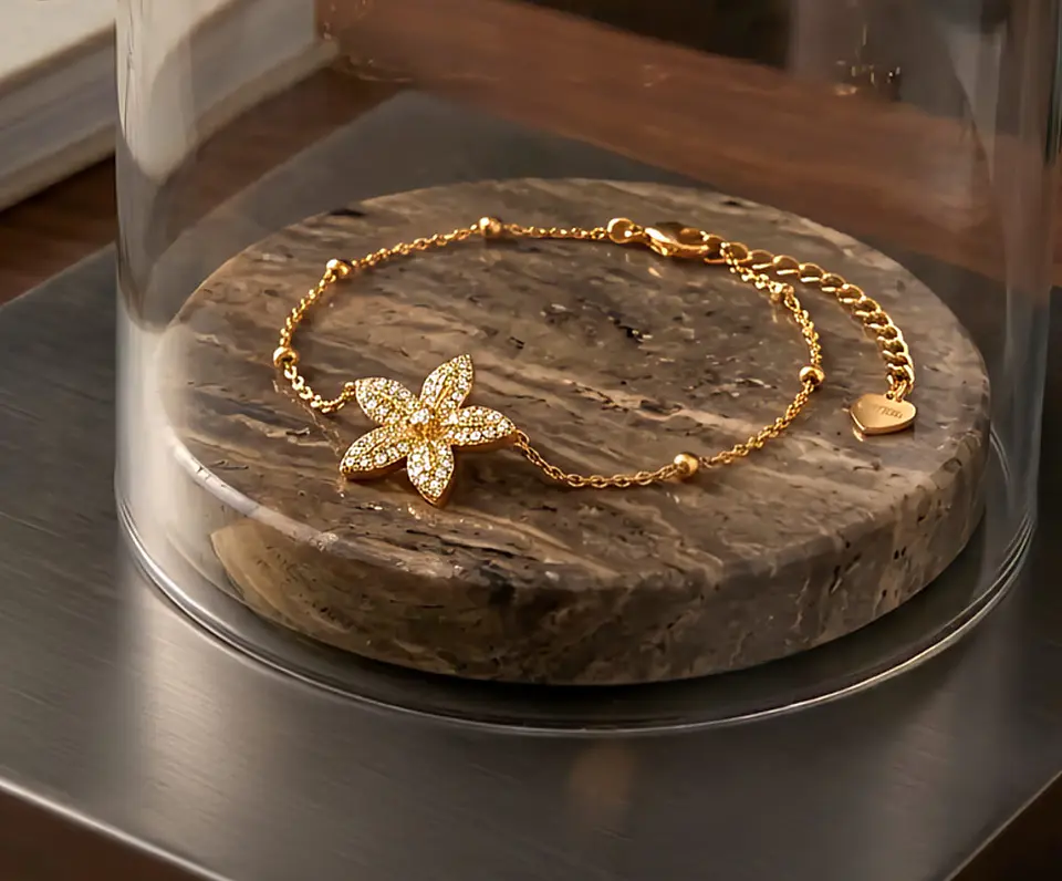 Pulseira Flor Cravada Zircônias 4