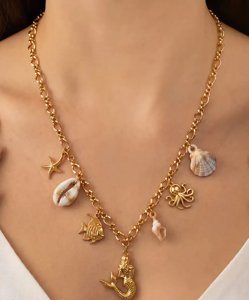 Colar Sereia e Segredos do Mar com Charms e Conchas 1