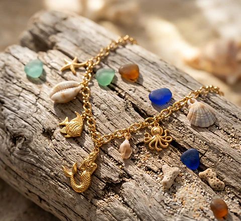 Colar Sereia e Segredos do Mar com Charms e Conchas