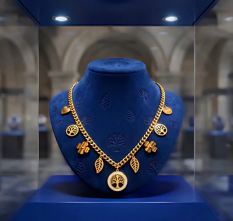 Colar Árvore da Vida com Berloques e Zircónias – Dourado