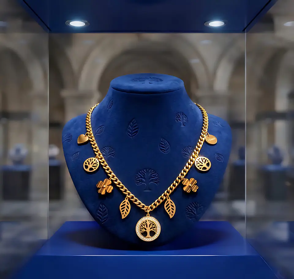 Colar Árvore da Vida com Berloques e Zircónias – Dourado 2