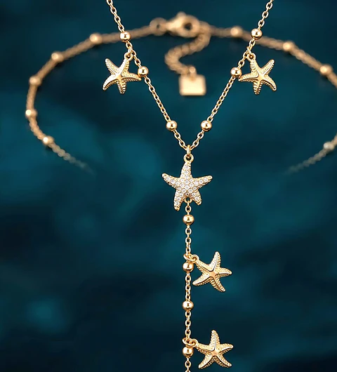 Colar Gravata Estrelas do Mar Cascata