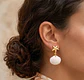 Brincos Pendentes Estrela do Mar com Concha Branca Redonda - Thumbnail 1