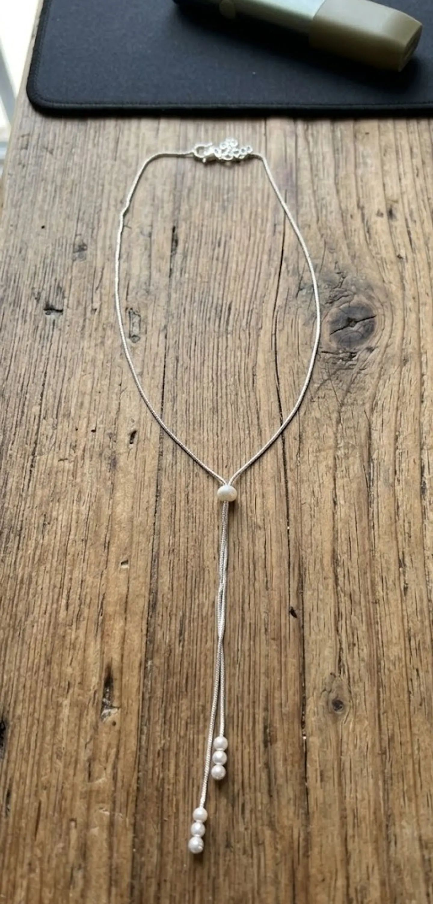 Colar Lariat em Prata com Pendente de Contas 2
