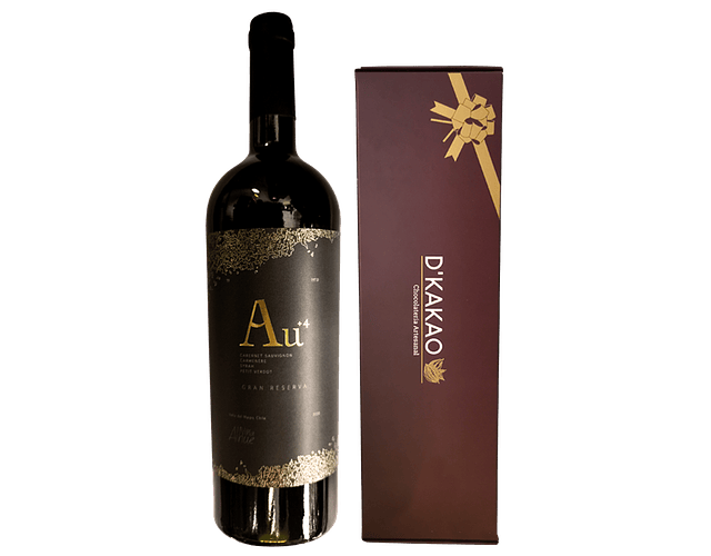 Caja de 12 Alfajores de sabores + Vino Gran Reserva Viña Alhué