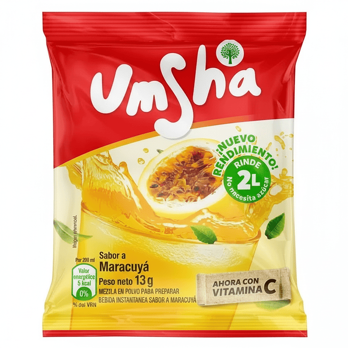 Refresco En Polvo Umsha Maracuyá 13 G X 12 Unidades 1