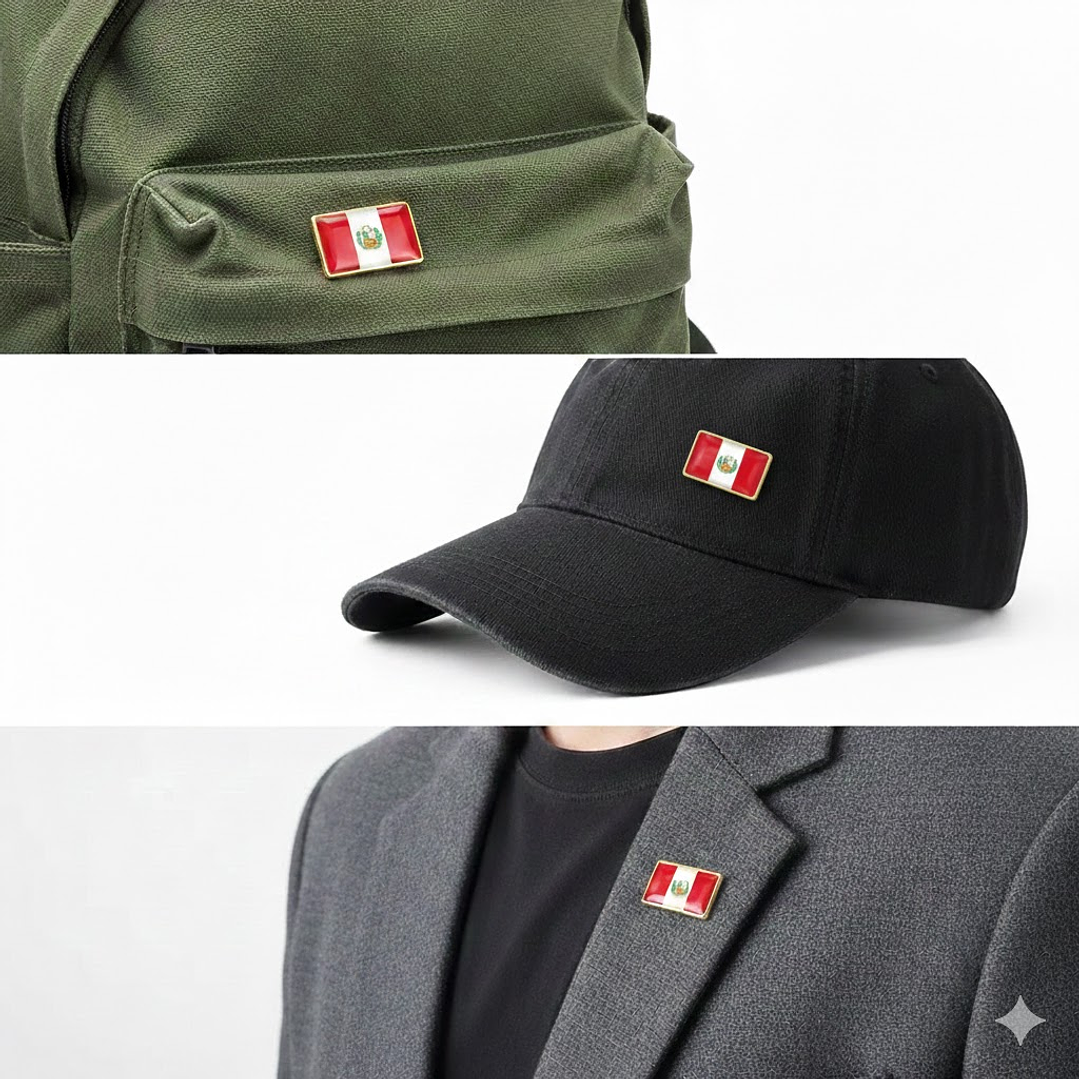 Pin Broche Bandera Perú Escudo Nacional Metálico Premium 2