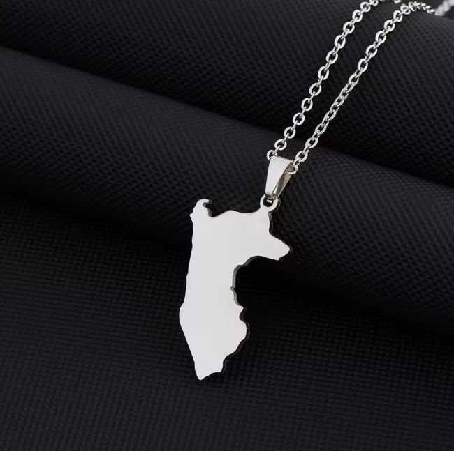 Collar Mapa Del Perú En Acero Inoxidable Quirúrgico 50cm 1