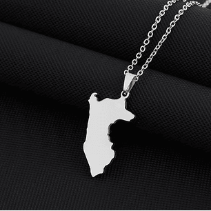 Collar Mapa Del Perú En Acero Inoxidable Quirúrgico 50cm