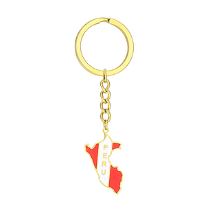 Llavero Elegante Mapa del Perú - Acabado Dorado y Esmaltado