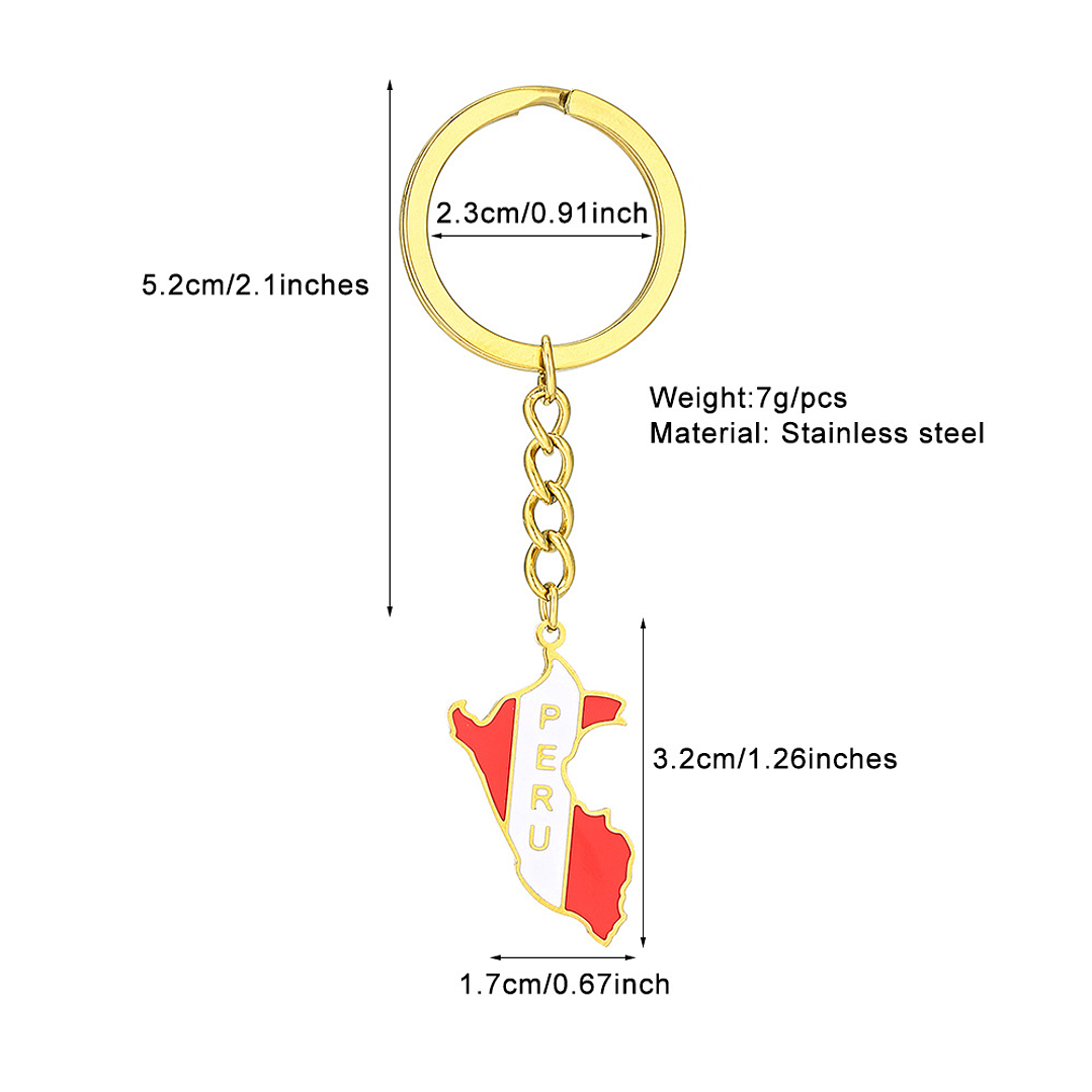 Llavero Mapa del Perú Plateado - Acero Inoxidable  2