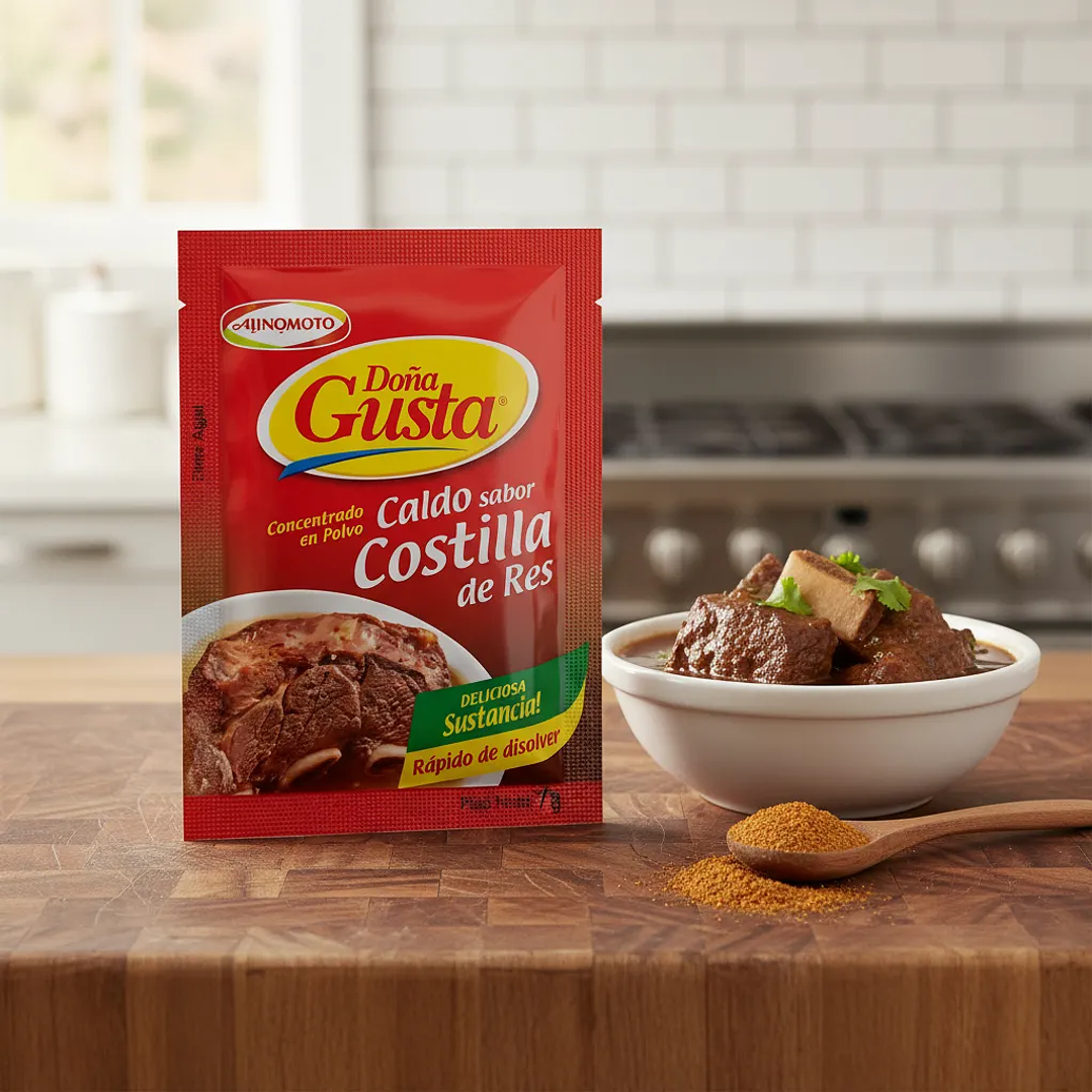 Concentrado en Polvo Doña Gusta Sabor Costilla de Res 10u 2