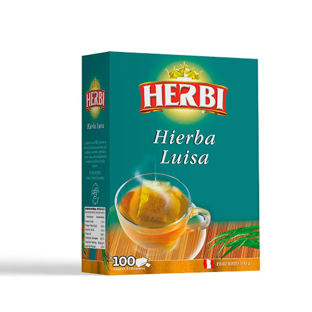Té Herbi Hierba Luisa Natural 100 Sobres - Infusión Peruana 1