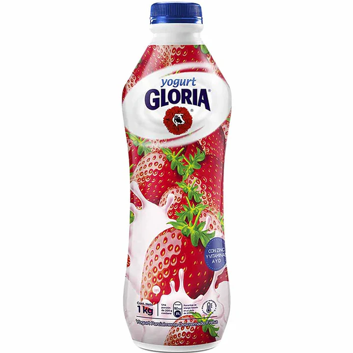 Yogurt Bebible Gloria Fresa 1 Litro - Yogur Peruano 1