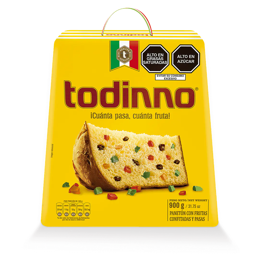 Panetón Todinno Caja 900g Peruano | Tradicional con Pasas y Frutas Confitadas 1