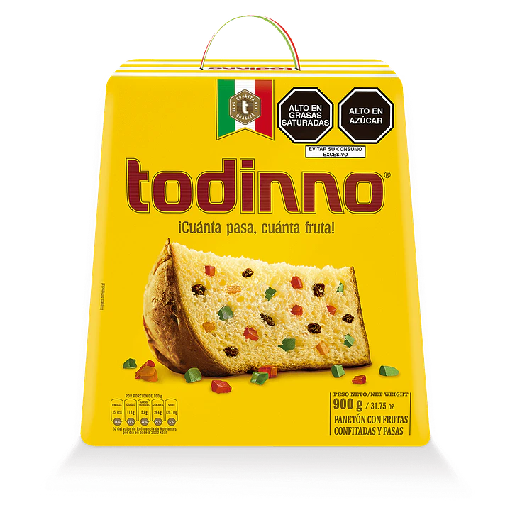 Panetón Todinno Caja 900g Peruano | Tradicional con Pasas y Frutas Confitadas 1