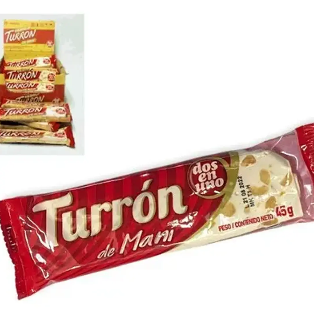 Dulce Turrón Maní Dos En Uno Caja, 28 Unidades 45gr 2
