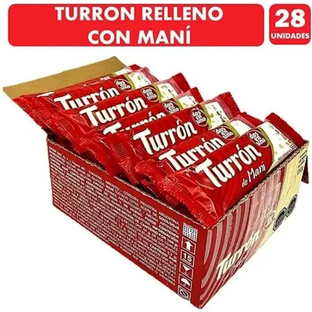 Dulce Turrón Maní Dos En Uno Caja, 28 Unidades 45gr 1