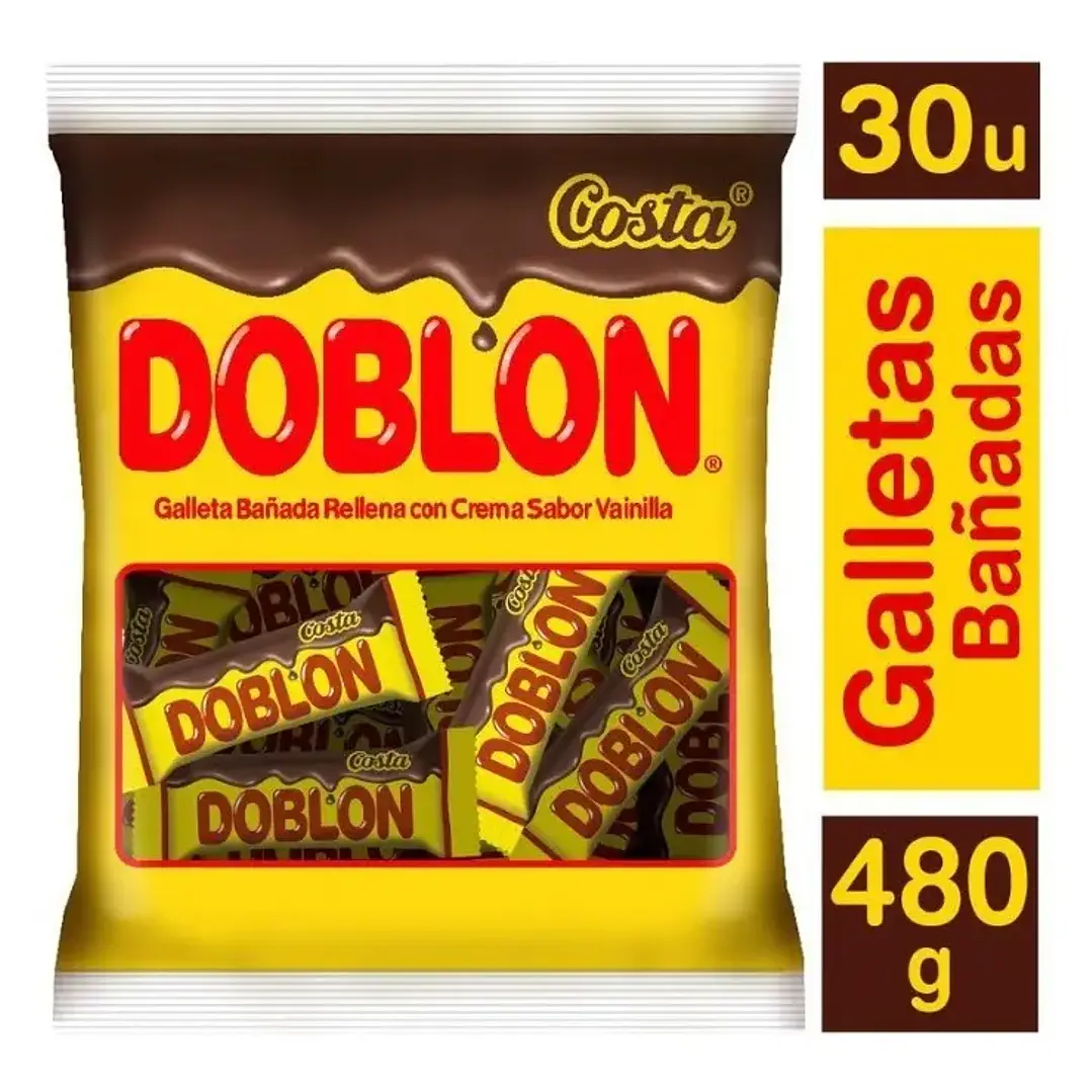 Galleta Bañada en Chocolate Doblón Costa Bolsa 480g (30 un.) 1