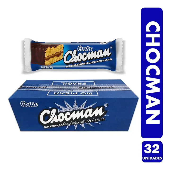 Bizcocho Chocman Costa Caja 32 un. 33g (Clásico de Infancia) 1