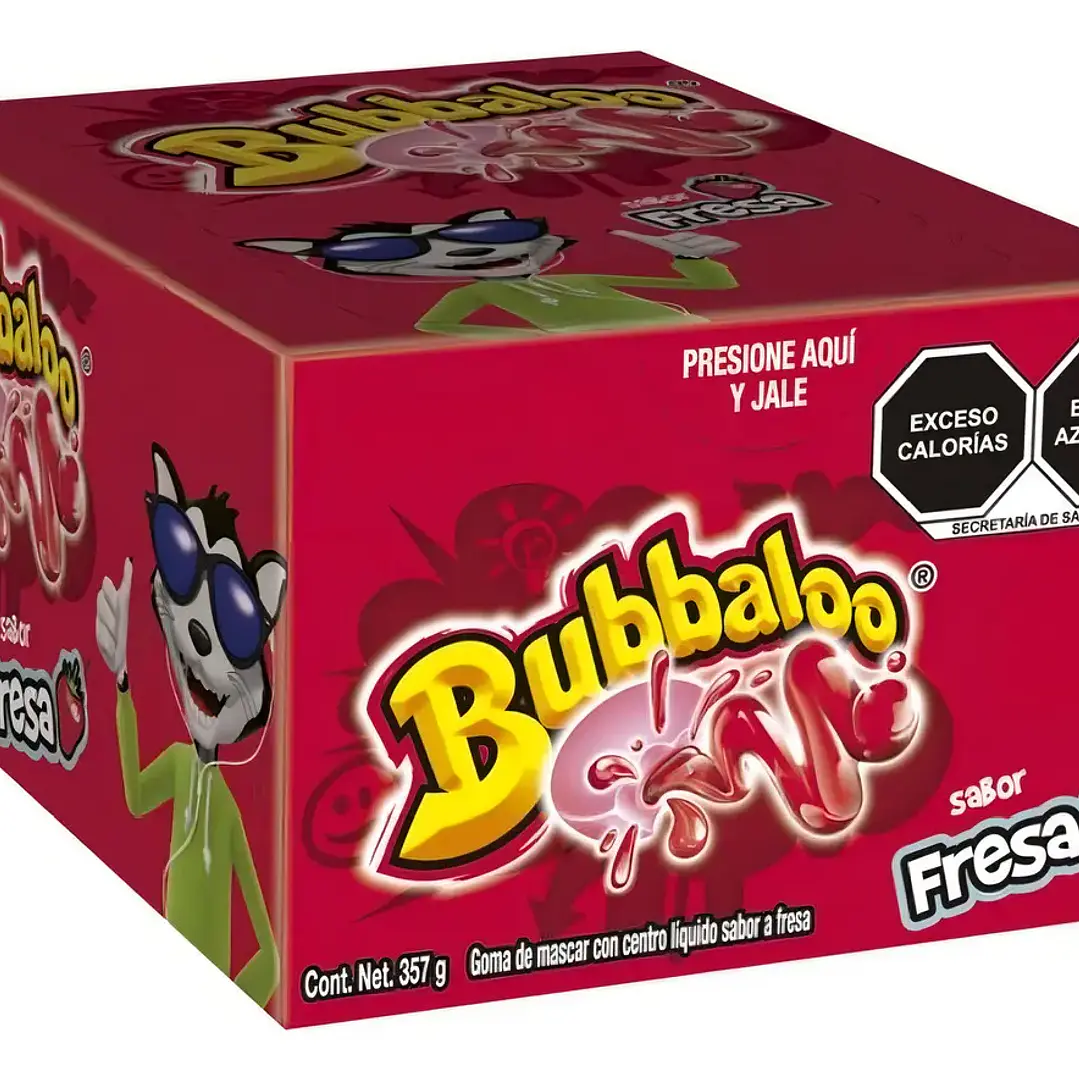 Caja Chicles Bubbaloo X70u Rellenos Sabor Fresa | Chicles Peruanos con Relleno Dulce 1