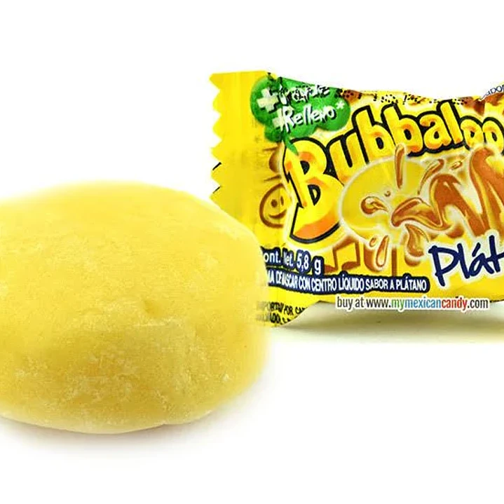 Caja Chicles Bubbaloo X70u Rellenos Sabor Plátano | Chicles Peruanos con Relleno Dulce 2