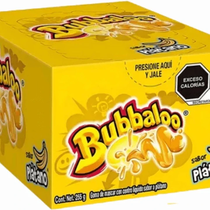 Caja Chicles Bubbaloo X70u Rellenos Sabor Plátano | Chicles Peruanos con Relleno Dulce 1