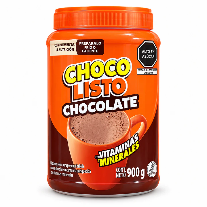 Choco Listo Chocolate 900g Tarro Mezcla Con Vitaminas Gluten 1