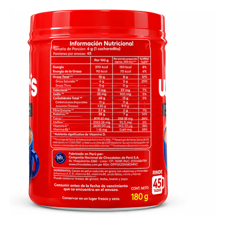 Cocoa Winters Pote 180g Cacao En Polvo Con Vitaminas Minerales 2