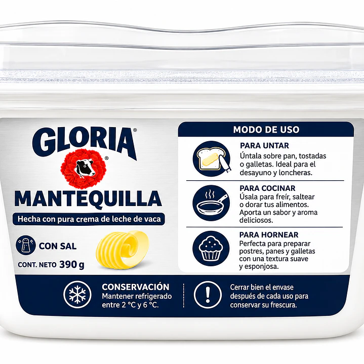 Mantequilla Gloria con Sal – Pote de 390g | 100% Original de Perú 2