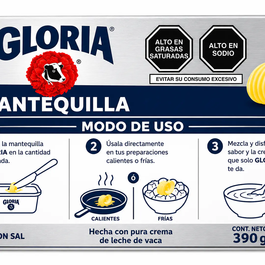 Mantequilla Gloria con Sal – Pote de 390g | 100% Original de Perú 3