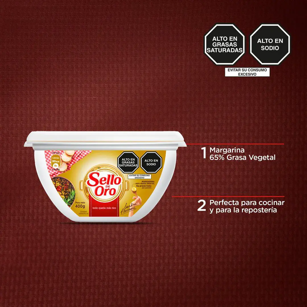 Margarina Sello De Oro Pote 400g Para Cocina Y Reposteria 4