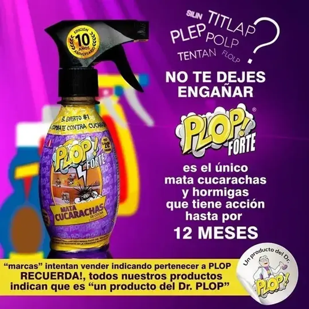 Insecticida Plop Forte Cucarachas Hormigas 300ml Sin Olor 2