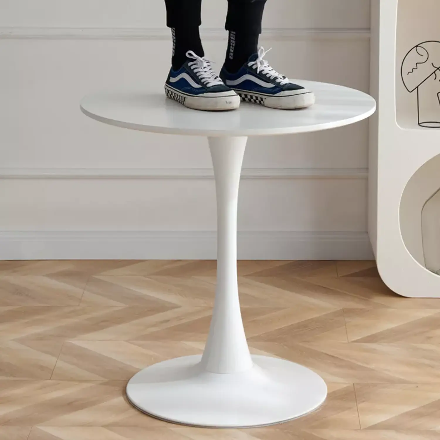Mesa Alta Redonda en MDF y Metal de Bar 90X60cm 6